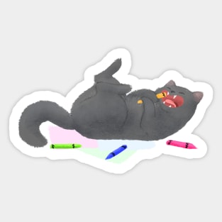 Crayon-crazed Kitty Sticker